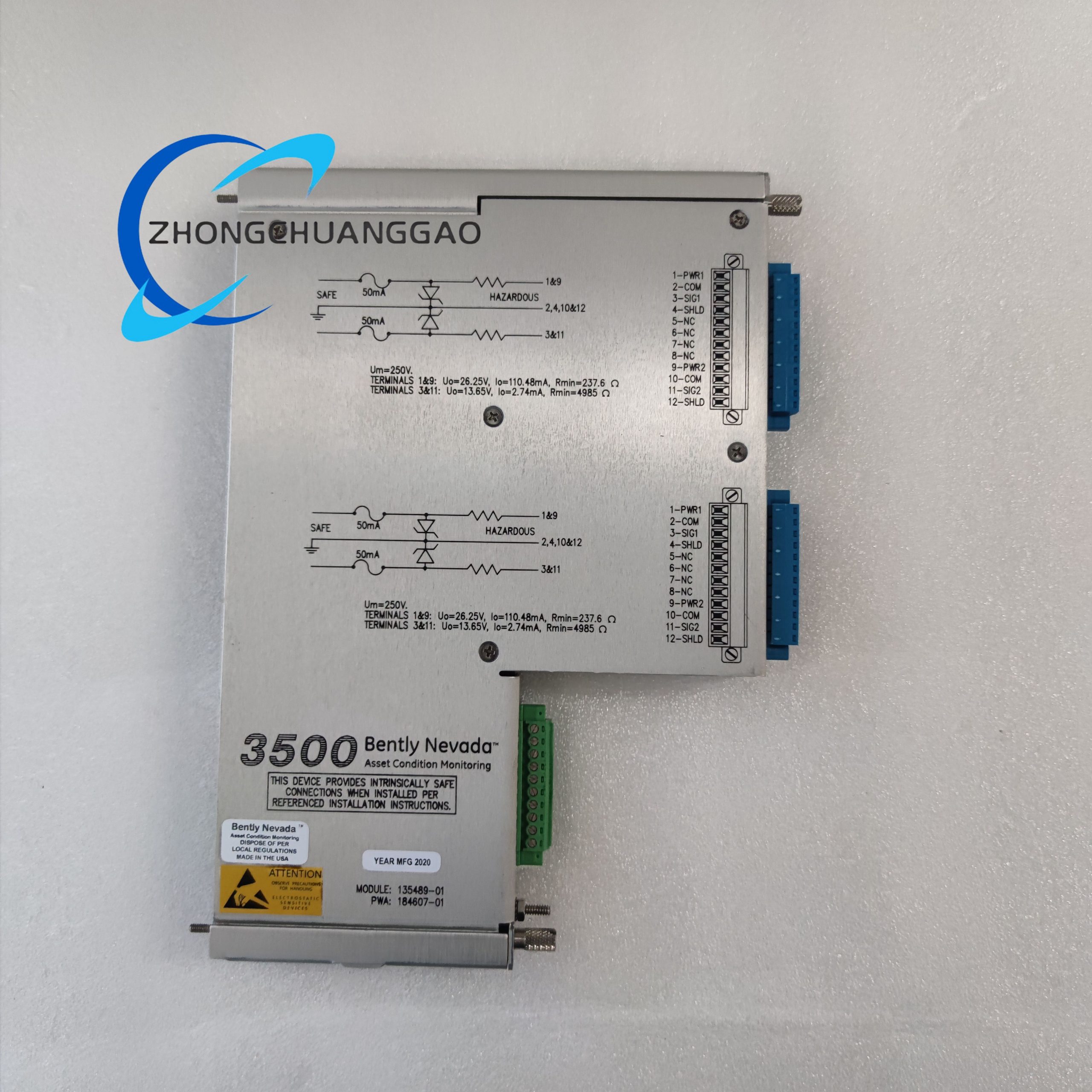 Bently 3500/42M 135489-01 Displacement/Velocity/Acceleration I/O Module