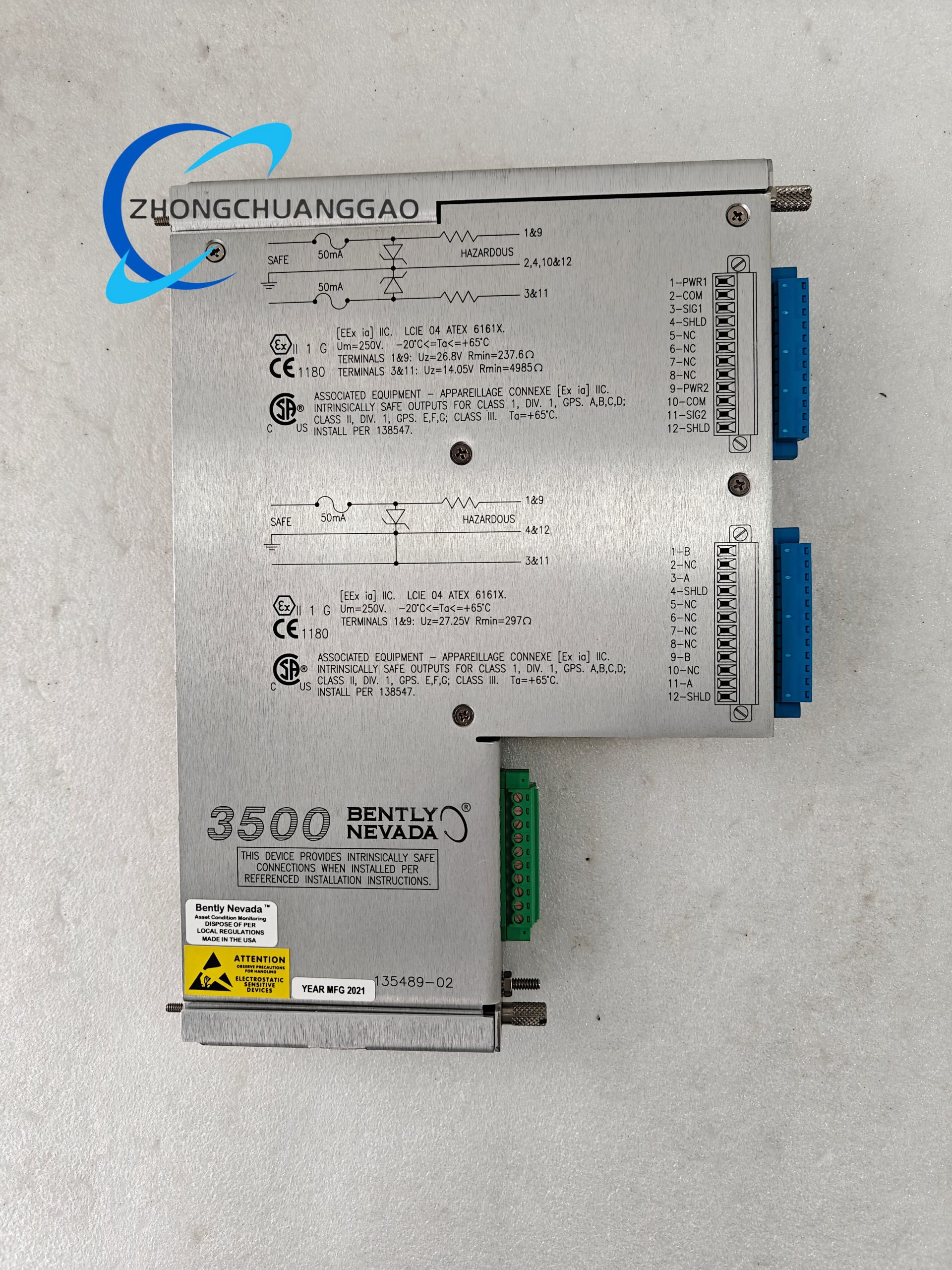 Bently 3500/42M 135489-02 Vibration Monitoring Module with Internal Barriers